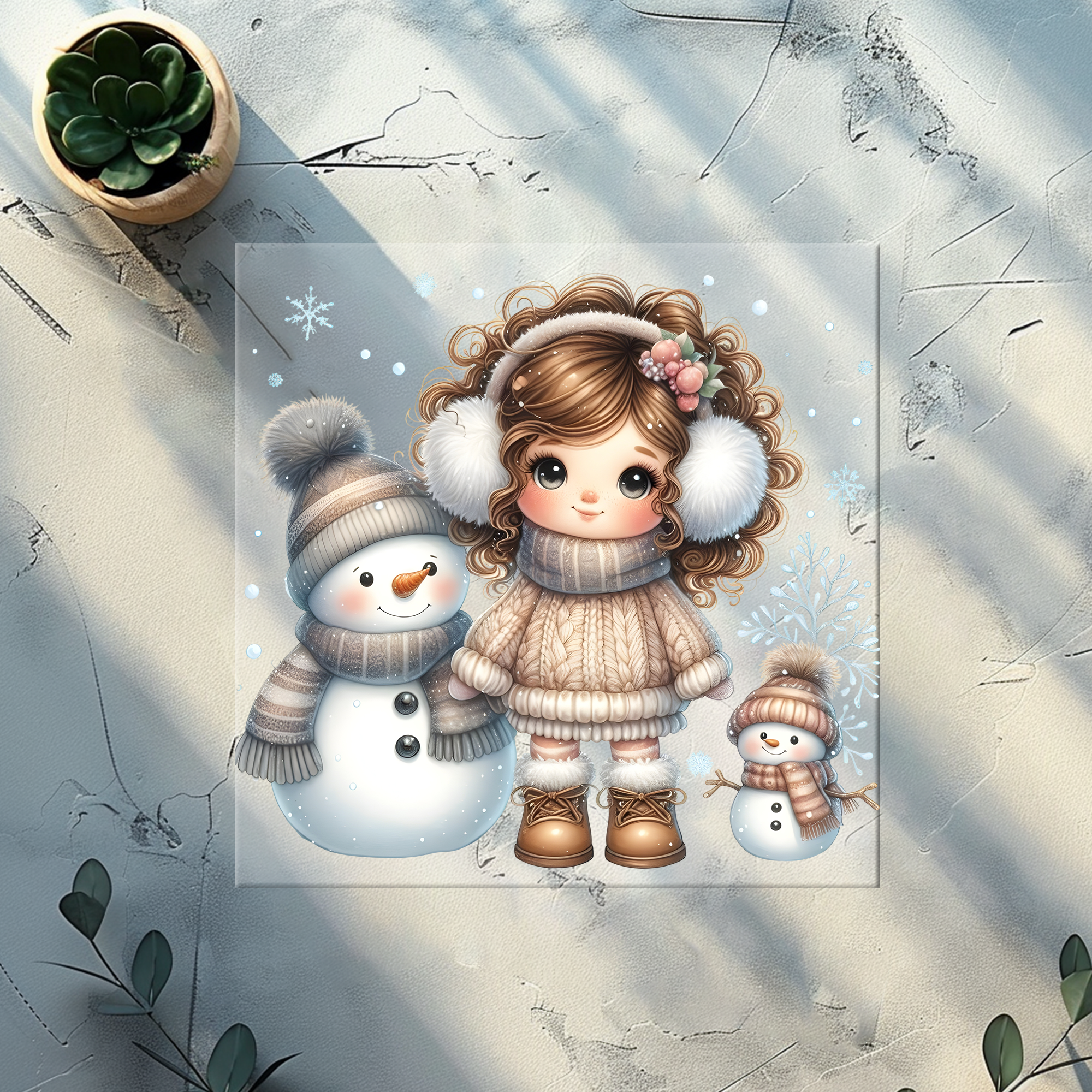 Lagerware Bügelbild Winterfreude