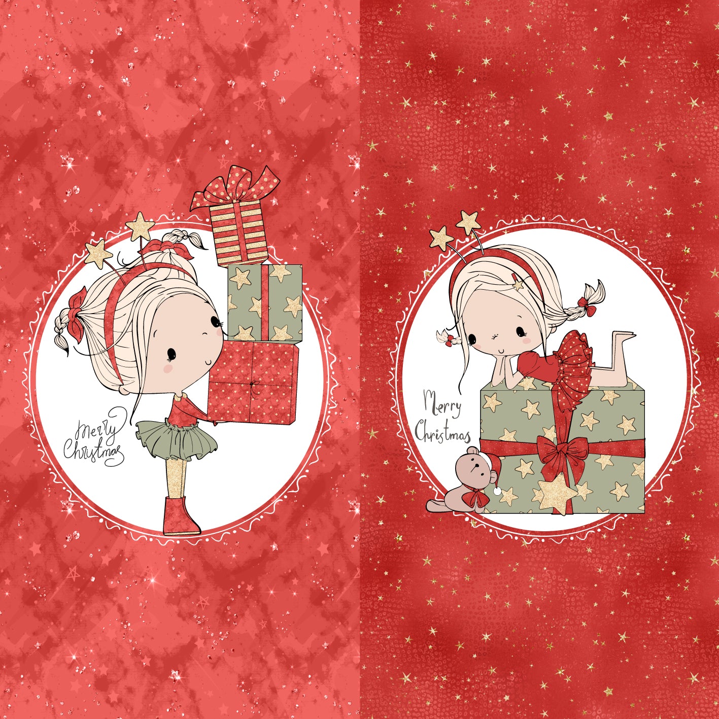 Weihnachtsmädchen blond Panel *Sommersweat*